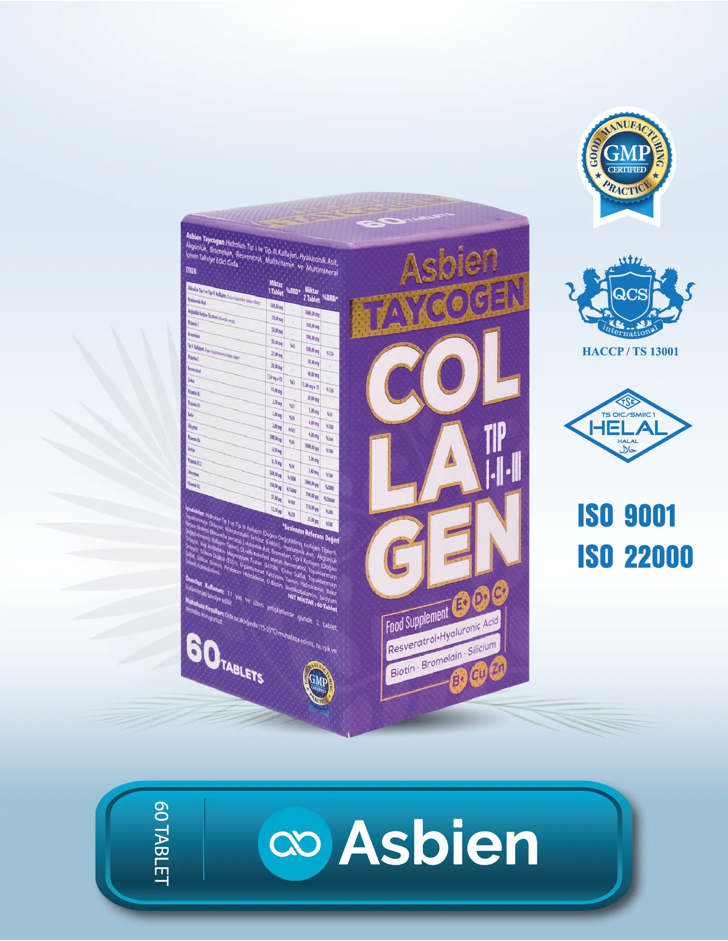 Taycogen Collagen Type 1, Type 2, Type 3 - 60 Tablets