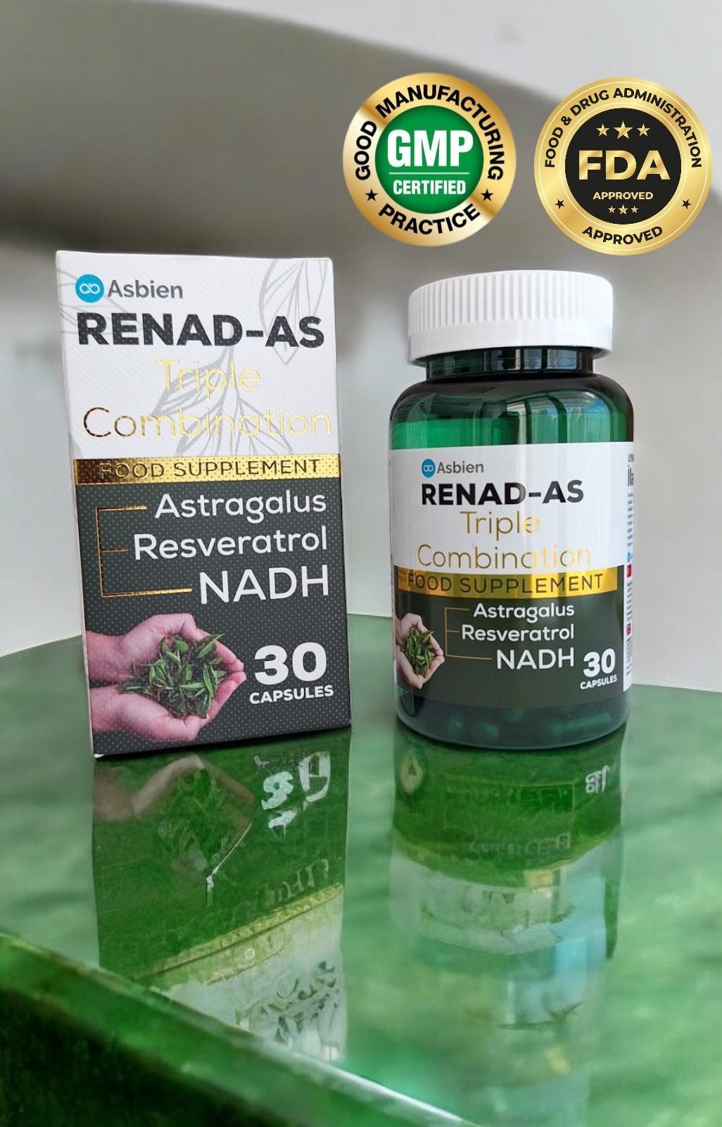 Renad-As , Astragalus (Çin Geveni ) , Nadh ,resveratrol  Içeren 30 Kapsül Renadas