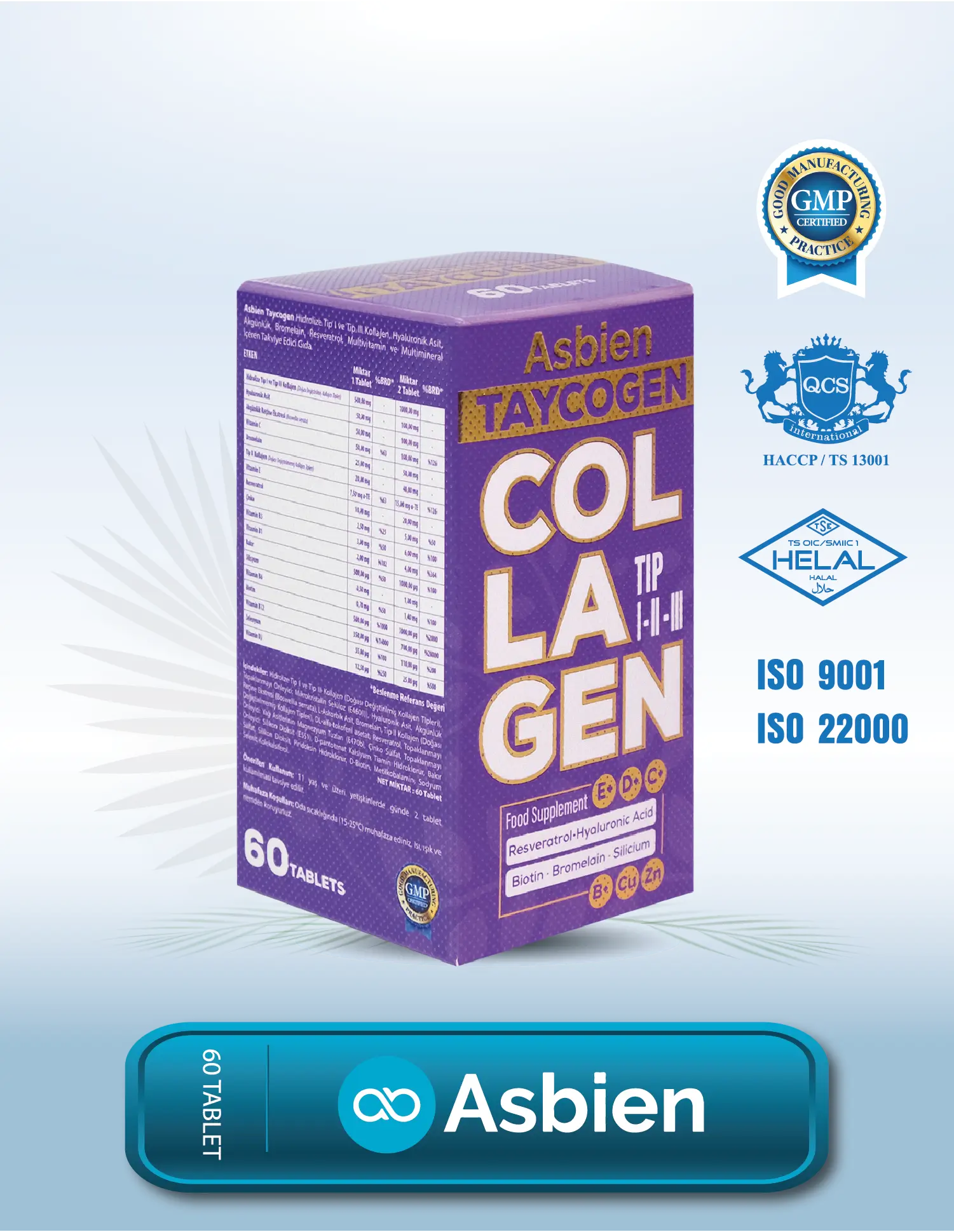 Taycogen Collagen (Kolajen) Tip 1, Tip 2, Tip 3 - 60 Tablet